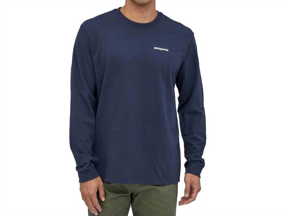 NEW PATAGONIA long sleeves p-6 logo responsibili-tee in classic navy